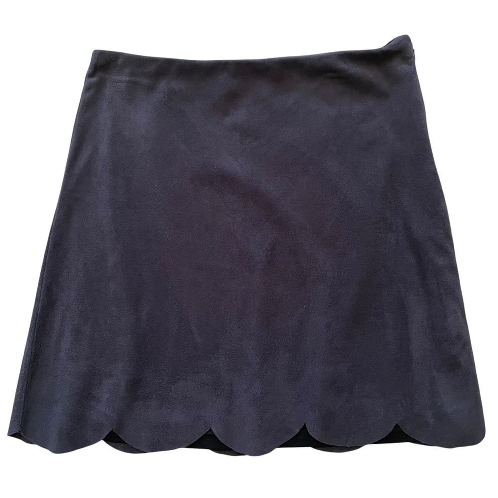 Saks Fifth Avenue Grey Faux Suede Scallop Hem Aline Skirt S